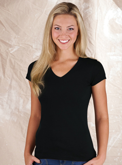 Ladies Fitted V-Neck T-Shirt - Black